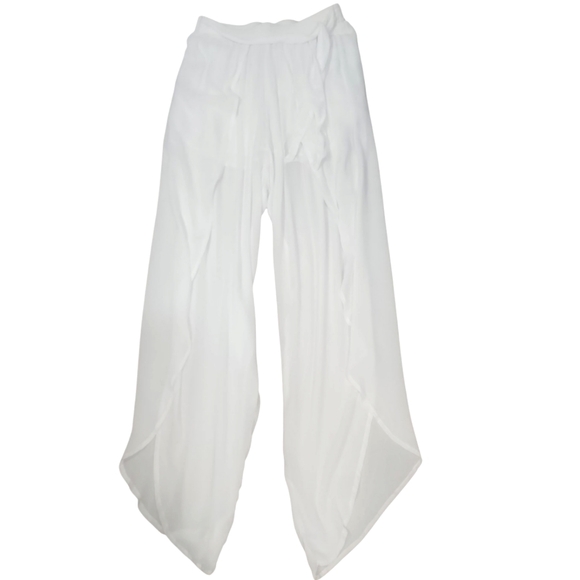 Aqua Swim White Petal Beach Cover Up Pants. S - Picture 6 of 8
